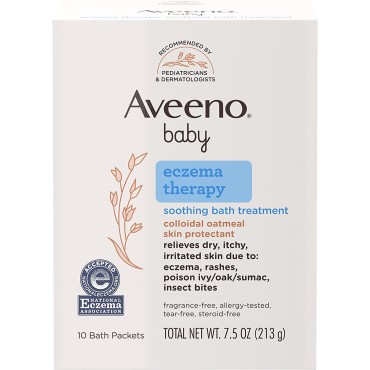 Aveeno Baby Eczema Therapy Soothing Bath Treatment for Relief of Dry, Itchy & Irritated Skin 10 ct
