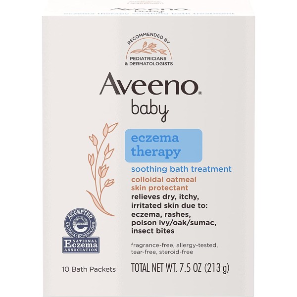 Aveeno Baby Eczema Therapy Soothing Bath Treatment for Relief of Dry, Itchy & Irritated Skin 10 ct