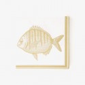 Cloth Napkins Set of 6 Cotton Linen Blend Printed 20x20 Yellow Fish